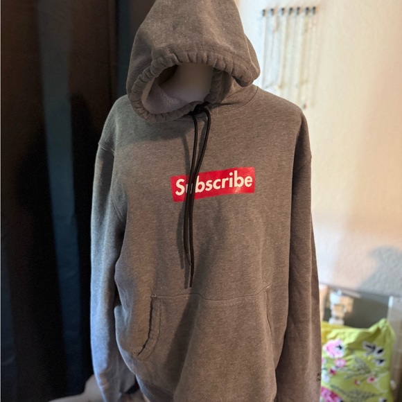 Handmade Sweaters - Handmade Women’s Gray Hoodie with Red Print‎